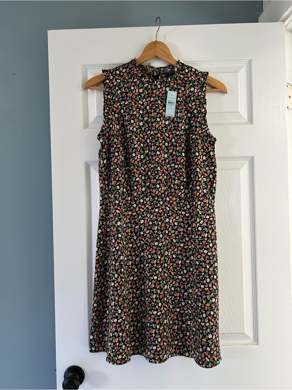 Ann Taylor Black Mini Dress with Pink & Green Floral